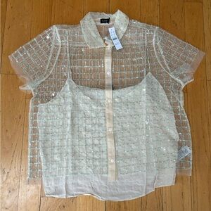 J. Crew Sheer Sequin Blouse